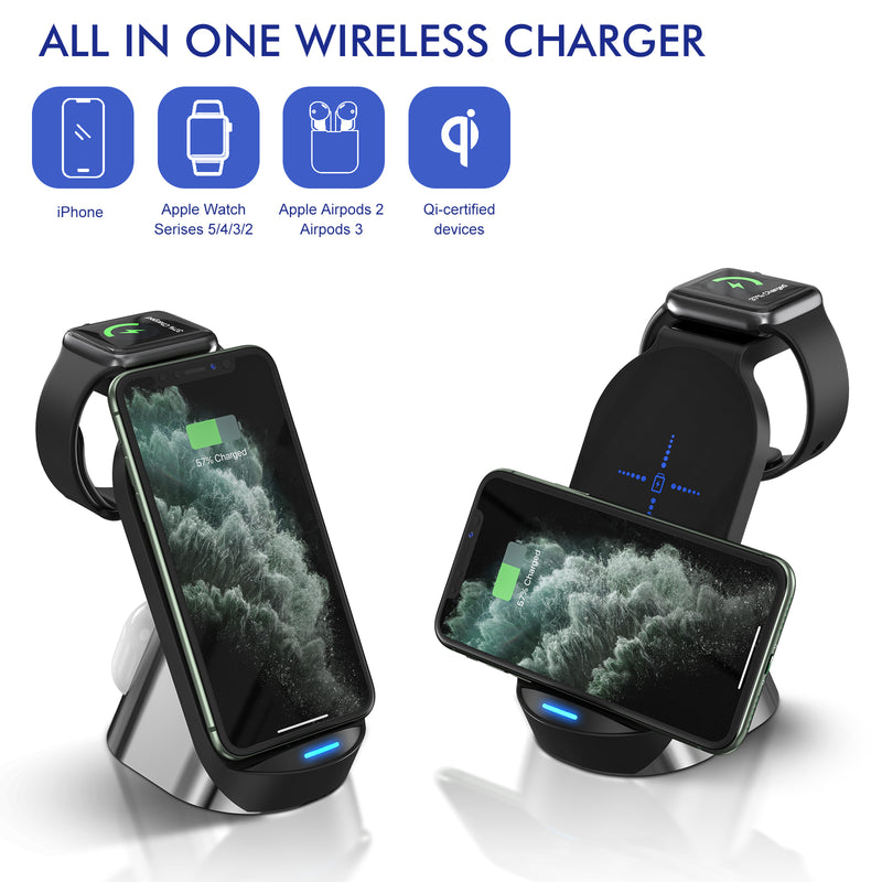 3 in 1 wireless charging station for Apple devices